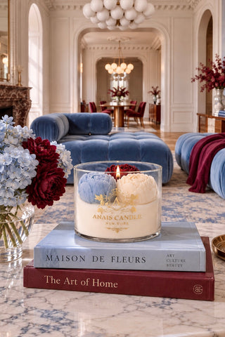 Peony Bouquet Candle in Bleu Bordeaux - Limited Edition