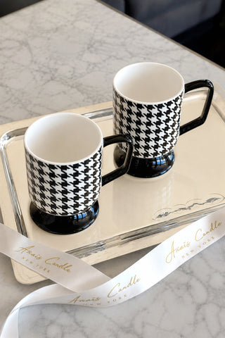 Houndstooth Couture Ceramic Cup Set of 2