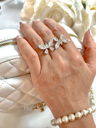 Ophelia Butterflies Rhinestones Adjustable Ring.