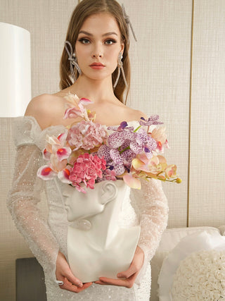 Lady Ceramic Flower Vase in White