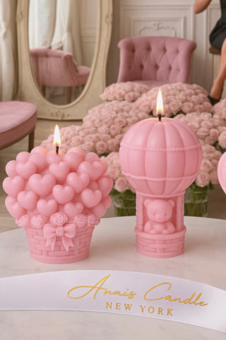 Balloon Bear Candle Set of 3 in French Rose Pink