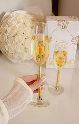 Golden La Vie En Rose Champagne Glass Set of 2™️