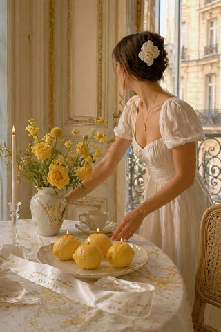 Amalfi Limone Candle Set of 4 in a luxury kitchen with designer finishes