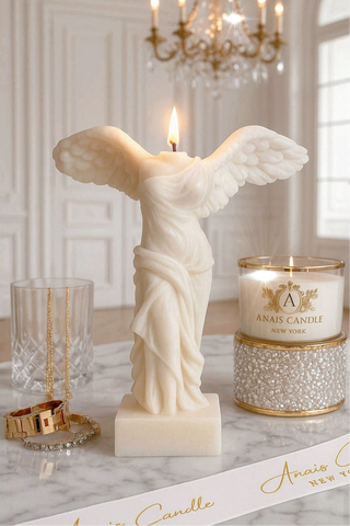 Winged Victory Candle in Sculpture White