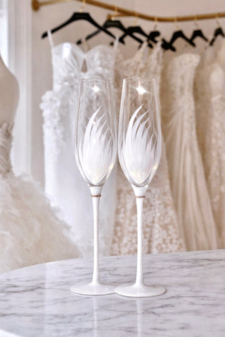 Feather Bliss Champagne Flute Set of 2 - Exclusive Design