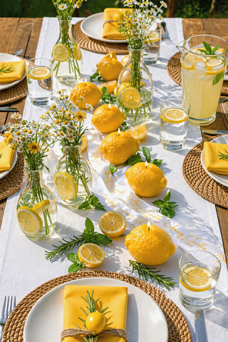 Amalfi Limone Candle Set of 4 displayed on a polished stone console