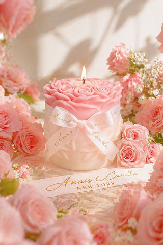 Vela con ramo de rosas lujoso en color rosa - XXL 