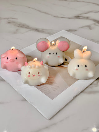 Little Zoo Candle Set of 4 - Hand Painted