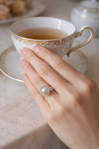 Étoile de Perle Genuine South Sea White Pearl Sterling Silver Adjustable Ring