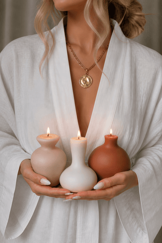 Casa Organic Modern Vessel Candle Set of 3 in a luxury beachfront residence