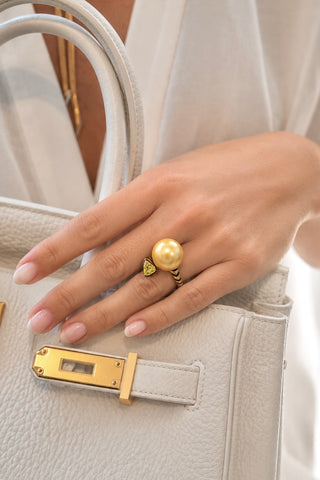 Soleil Genuine Golden South Sea Pearl Adjustable Ring