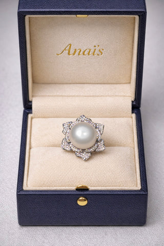 Fleur Bloom Genuine South Sea Extra Large White Pearl Adjustable Ring