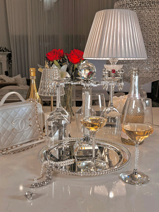 Luxurious Crystal Wine Glass Cups With Carousel Holder.