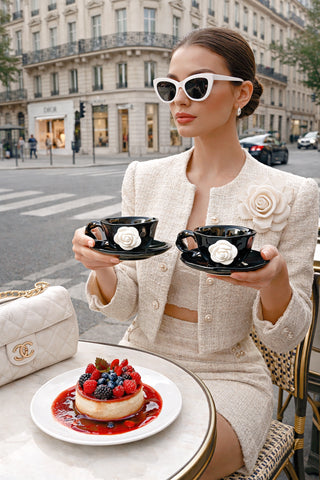 L’Amour Camélia Ceramic Tea / Coffee Cup Set of 2