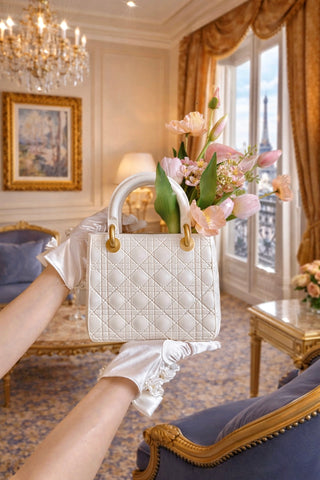 Scarlett Handbag Resin Vase in Beige