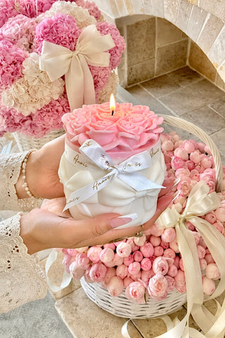 Lavish Rose Bouquet Candle in Pink - XXL