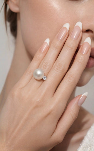 Étoile de Perle Genuine South Sea White Pearl Sterling Silver Adjustable Ring