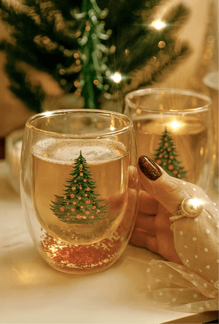 Christmas Confetti Glass Cup Set of 2