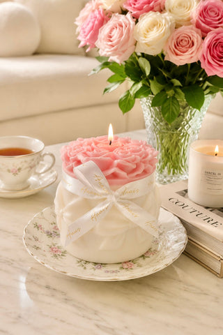 Lavish Rose Bouquet Candle in Pink - XXL