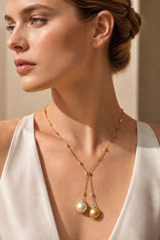 Élysée Genuine Gold South Sea Pearl Gold-Plated Sterling Silver Y-Necklace