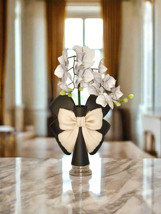 Bow Tie Muse Vase With Artificial Orchid Flower