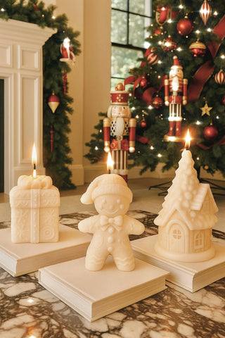 The Holiday Hearth Set of 3 - Present, Gingerbread Man, Holiday Home Candles