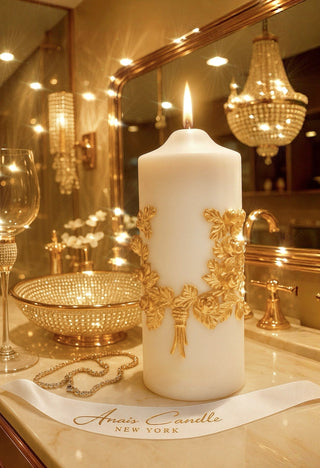 “Promise of Life” - Golden Wheat Pillar Candle XXL designed by Anaïs Candle.