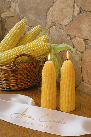 Golden Harvest Corn Candle Set of 2
