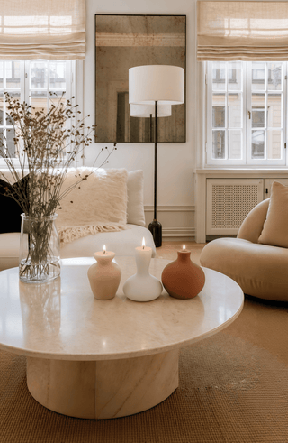 Casa Organic Modern Vessel Candle Set of 3 styled in a Los Angeles designer home