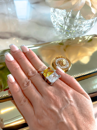 Natalia Yellow Sapphire Rhinestone Adjustable Ring.