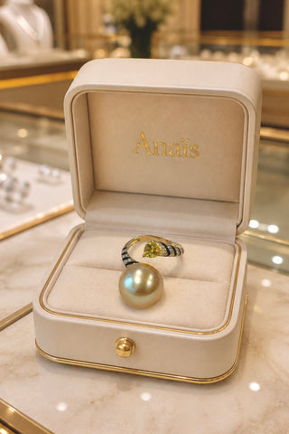 Soleil Genuine Golden South Sea Pearl Adjustable Ring