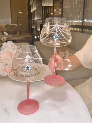 Aurora Diamonds Wine Glass Cup Set of 2