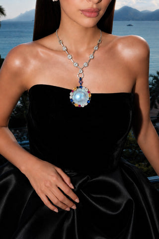 Imperia Genuine Rare XXL Blue Mabe Sea Pearl Necklace
