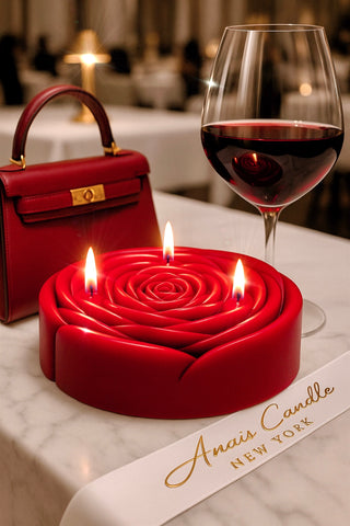 3-Wick Brilliant Rose Candle in Red is made with premium beeswax and all-natural soy wax.