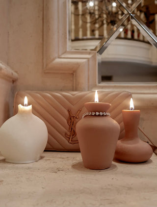 Organic Modern Ceramic Vase Shape Candle Set in Neutral Palette