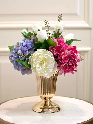 Celine Floral Arrangement With Gold Vase.