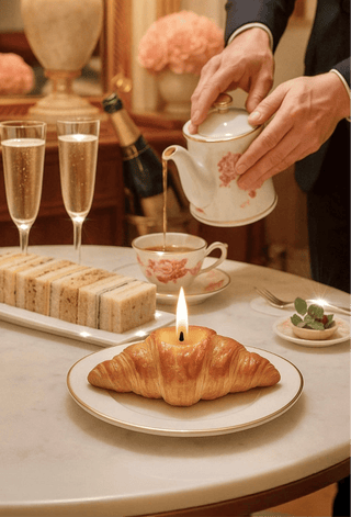 The French Croissant Candle, handcrafted and designed by Anaïs Candle.
