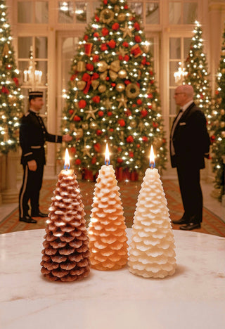 Flocked Christmas Tree Candle Set - Limited Edition