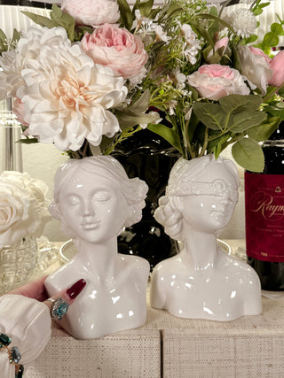 "Rose & Ruby" Lady Ceramic Vase Set of 2
