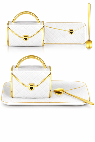 Le Sac Parisien Handbag Cup & Saucer with Spoon – Set of 2