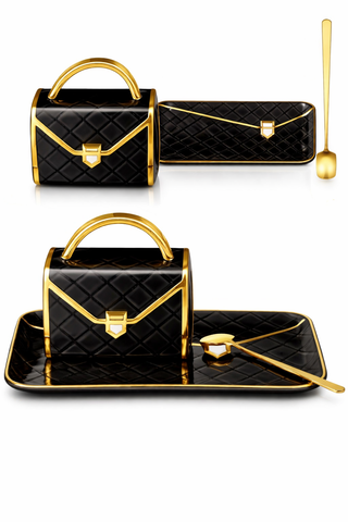 Le Sac Parisien Handbag Cup & Saucer with Spoon – Set of 2