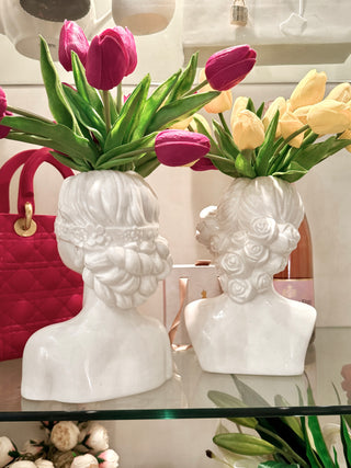 "Rose & Ruby" Lady Ceramic Vase Set of 2