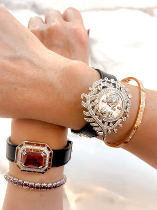 Valentina Pearl & Rhinestones Lux Buckle Bracelet.