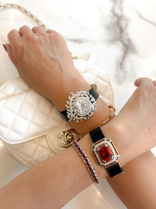 Valentina Pearl & Rhinestones Lux Buckle Bracelet.