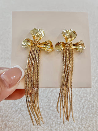 Alora Gold Flower With Fringe Chain Dangle Earrings 5.