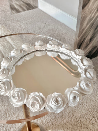 White Roses Mirror Tray