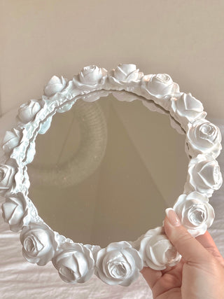 White Roses Mirror Tray