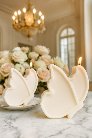 Dreamy butterfly candle with luxury design, elegant home décor accent for living room or bedroom.