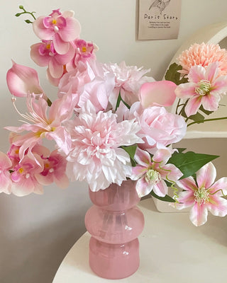 Venus Artificial Floral Bouquet styled with a pink, modern vase.