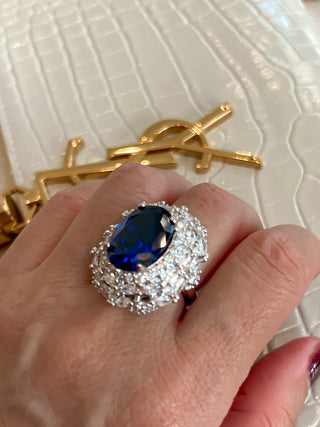Natalia Sapphires Rhinestone Adjustable Ring